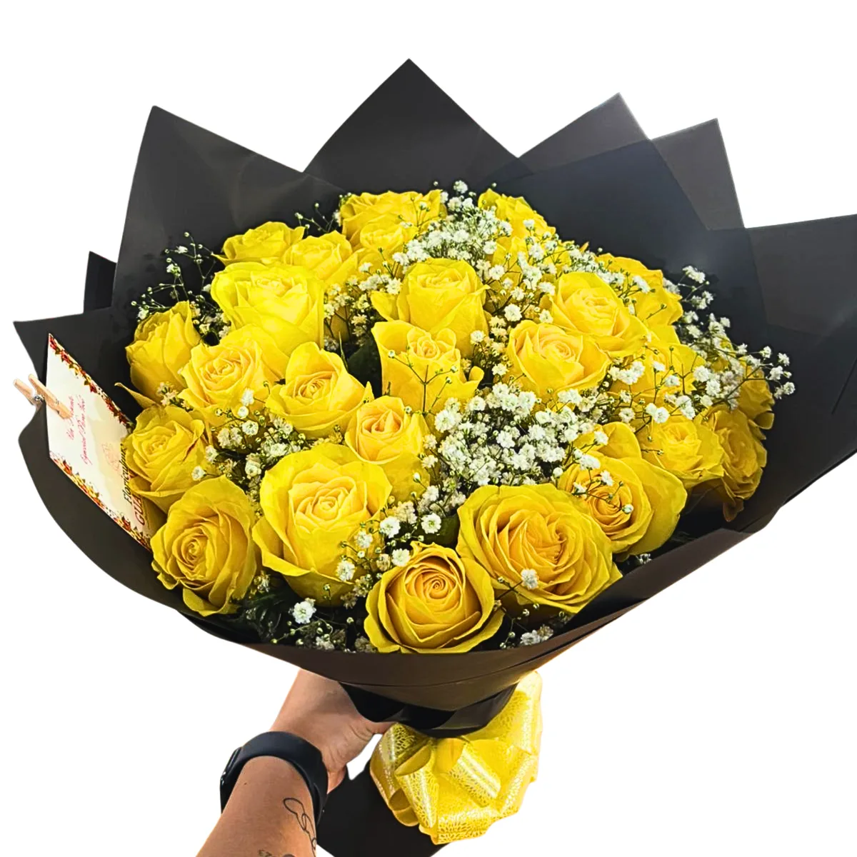 Buquê com 30 Rosas Amarelas e Mosquitinho