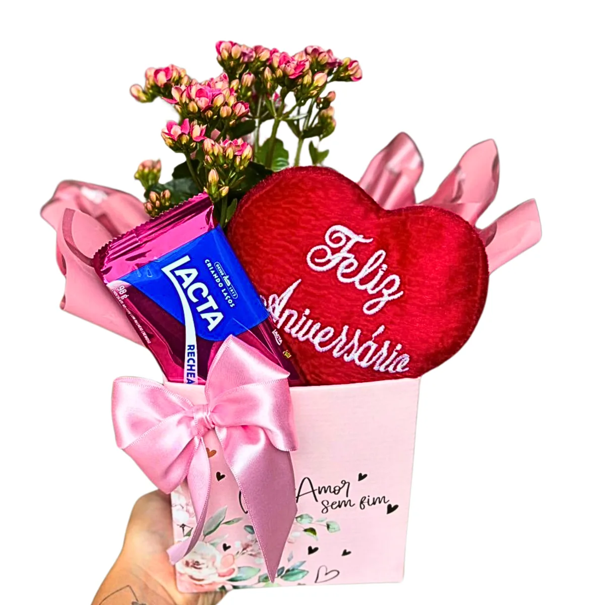Box Amor sem Fim Kalanchoe Sonho de Valsa e Pelúcia Feliz Aniversário