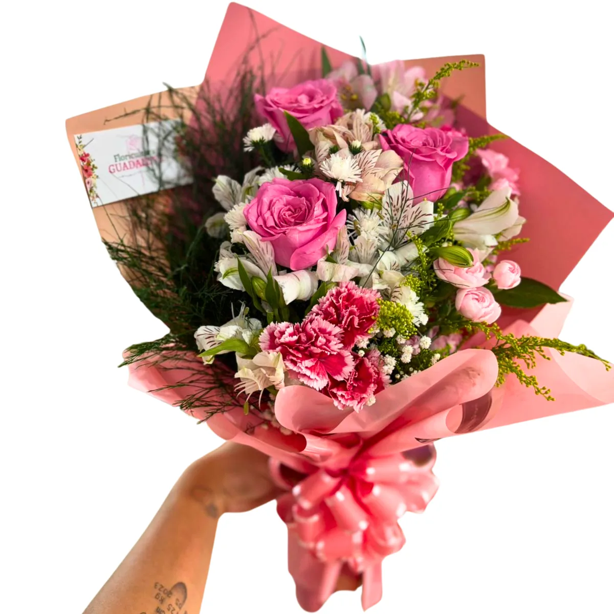 Buquê com 3 Rosas Cor de Rosa