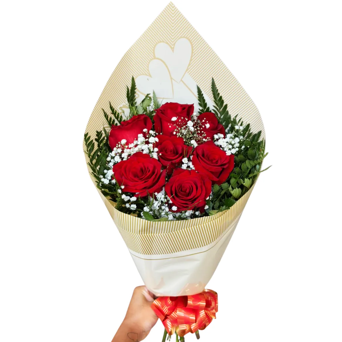 Buquê 7 rosas vermelhas colombianas - Com Amor