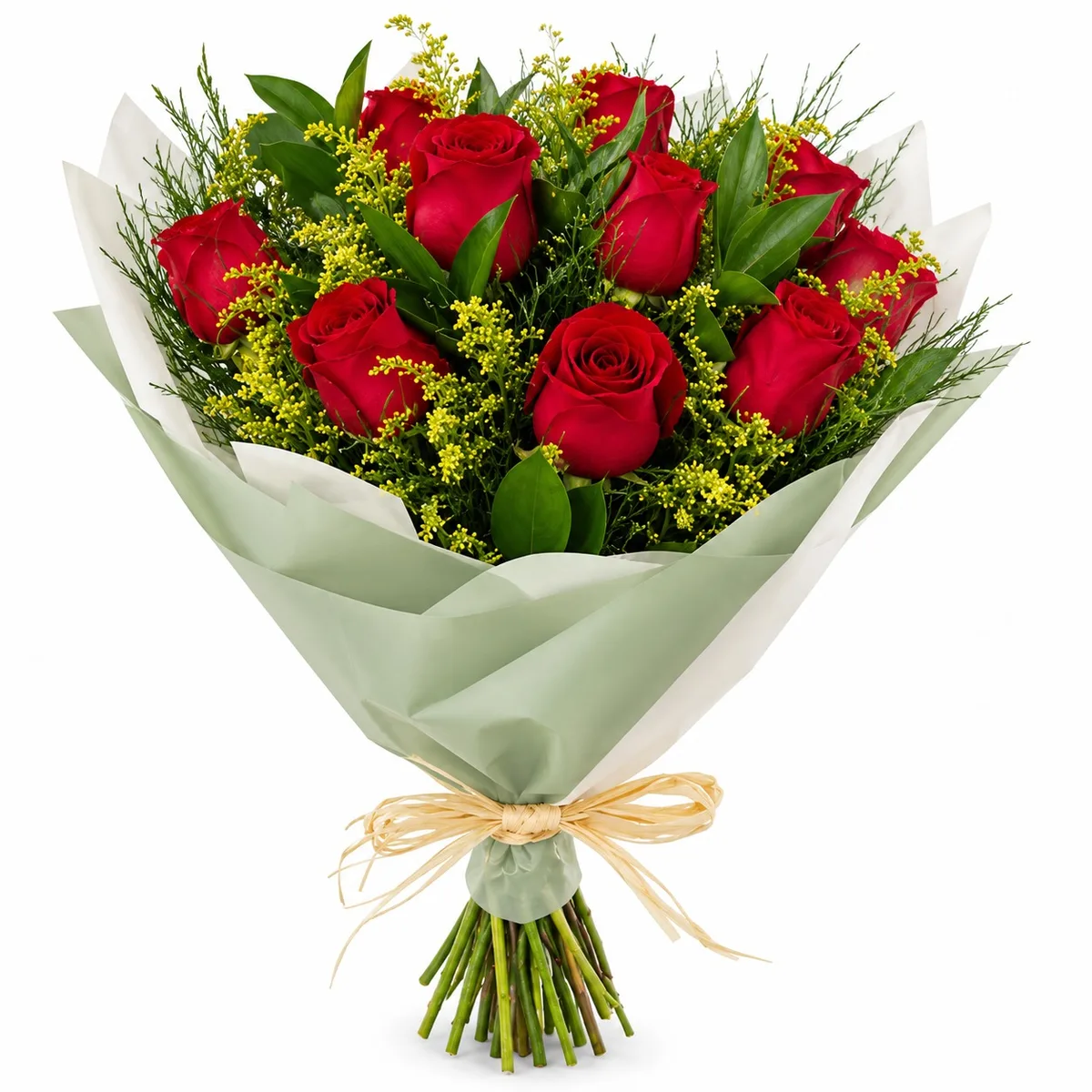 Buquê 10 Rosas Vermelhas Tradicional