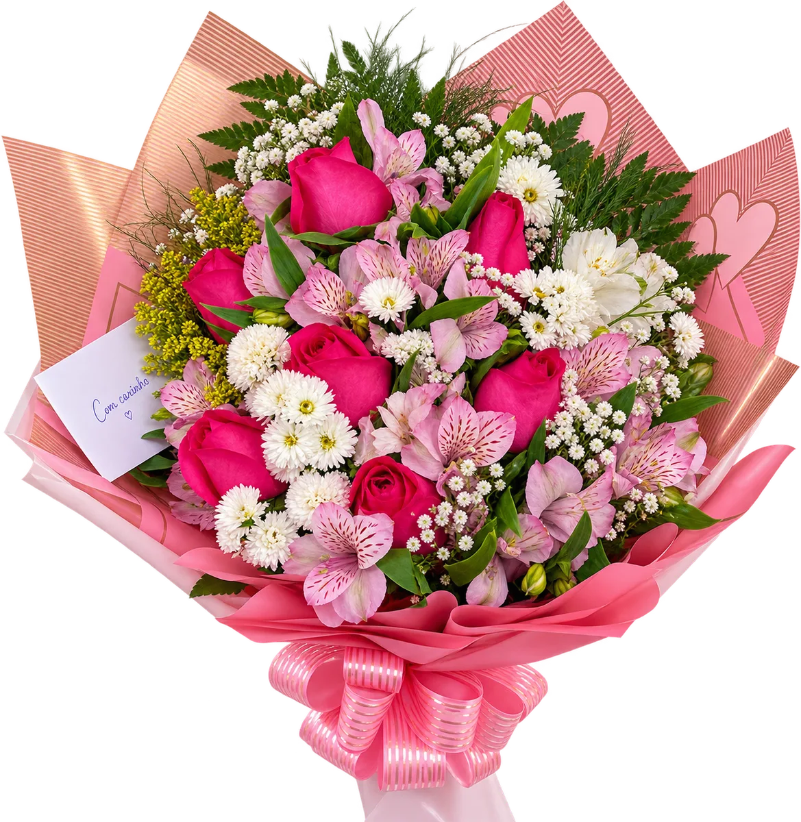 Buquê 7 Rosas cor de rosa